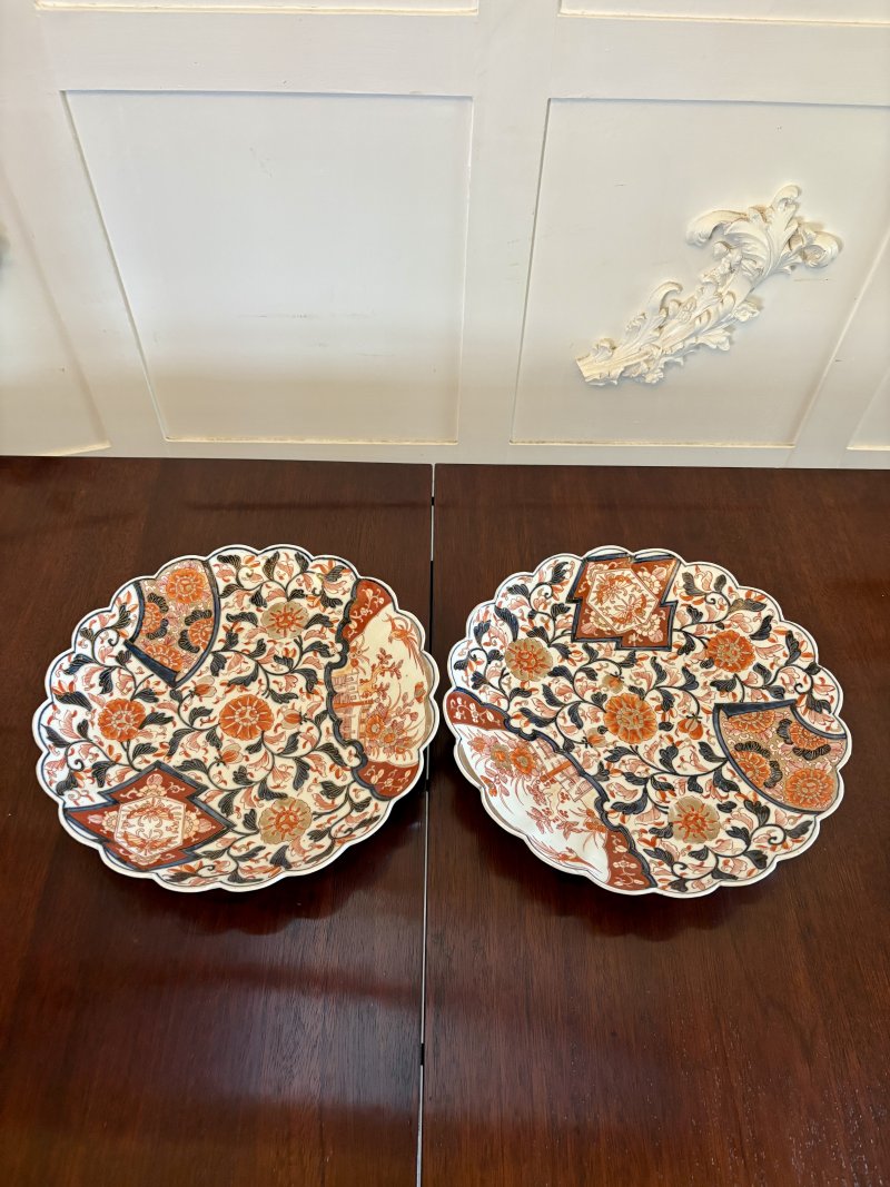 Quality Pair of Antique Japanese Hand Painted Imari Plates - Image 2